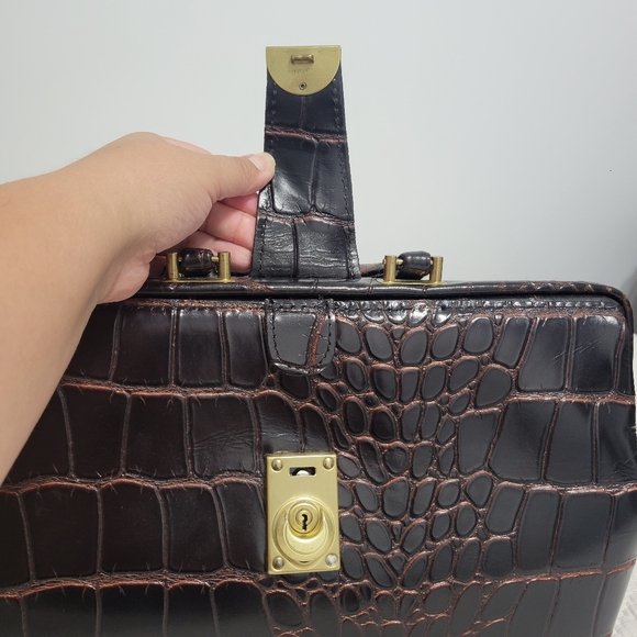 Vintage Leather Alligator Croc Embossed Doctor Bag - Picture 3 of 8